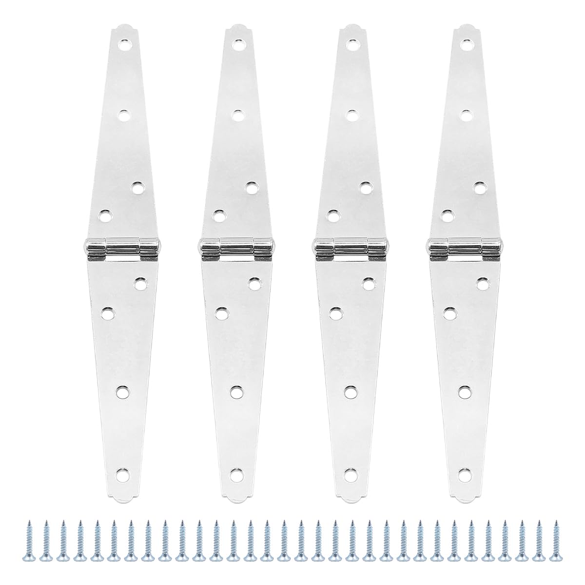 Set of 4 ZONADAH Garden Shed Door Gate Strap Hinges, Windows Hinges M5 Rustproof Hinges Door Barn with Screws for Windows Cabinet Doors Showcase Wine Storage Rooms, Silver