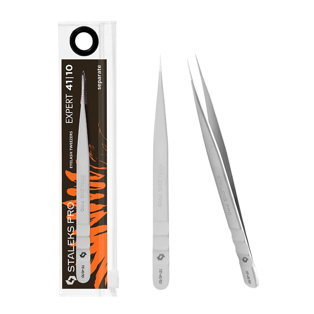 STALEKS PRO Professional False Eyelash Extension Tweezers Natural Eyelash Separator Stainless Steel Expert 41/10
