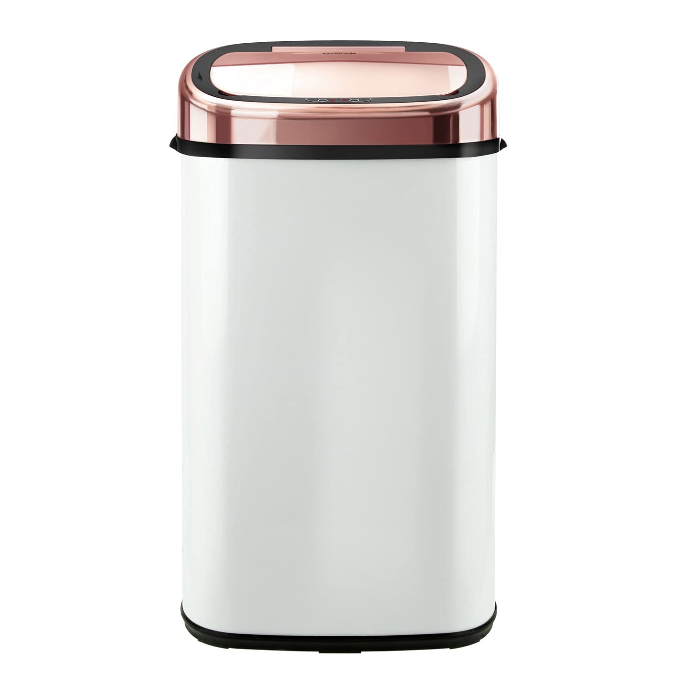 Tower T80904RW Kitchen Bin with Sensor Lid, Automatic Soft-Close, Manual Override, 58 Litre, White and Rose Gold
