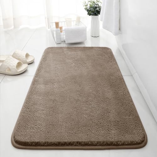 HANDYTOOLINC BATHROOM RUGS MAT 24″X59″NON SLIP THICK BATH MAT SOFT SHAGGY BATH RUG ABSORBENT BATHROOM CARPET PLUSH RUNNER RUG MACHINE WASHABLE BATH MATS FOR BATHROOM SHOWER, BATHTUB (CAMEL,24″X59″)
