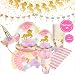 Unicorn Birthday Party Supplies Set, Serves 16 - Happy Birthday Banner Kit, Plates, Napkins, Cups, Straws, Pink Utensils, Balloons, Cute Horn Headband - Whimsical Decorations Decor Pack for Girls Parties primary