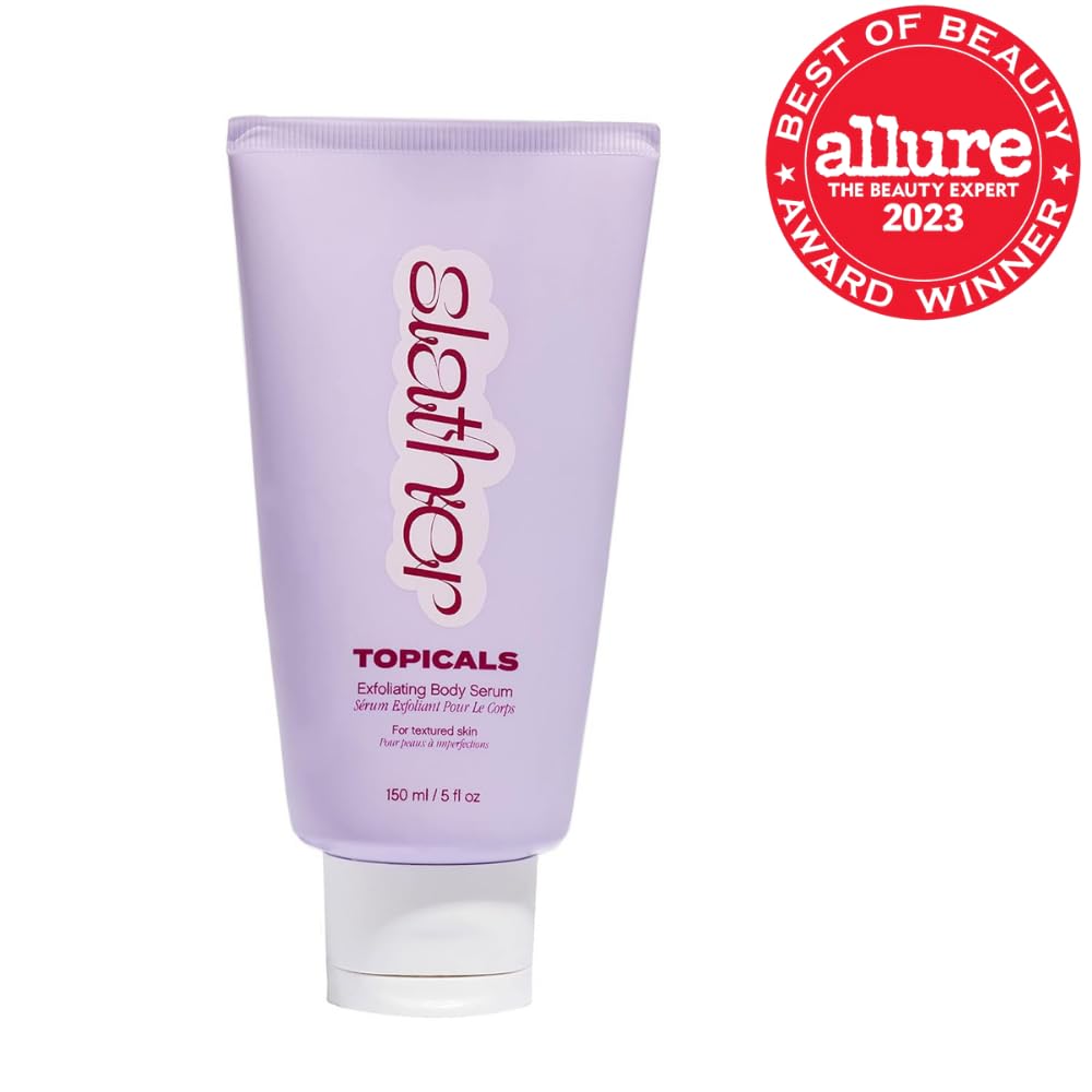 Topicals Slather Exfoliating Body Serum - With Retinol, Squalane, Urea and AHAs for Bumpy, Rough or Textured Skin - AHA Exfoliating Serum for Body (5 Fl Oz)