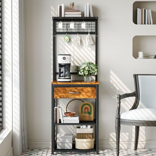 Simple Wisdom Alacenas para Cocina,Muebles para Cocina con 5 Ganchos,Estante para Cocina Microondas,Estante Organizador,Sala(Retro)