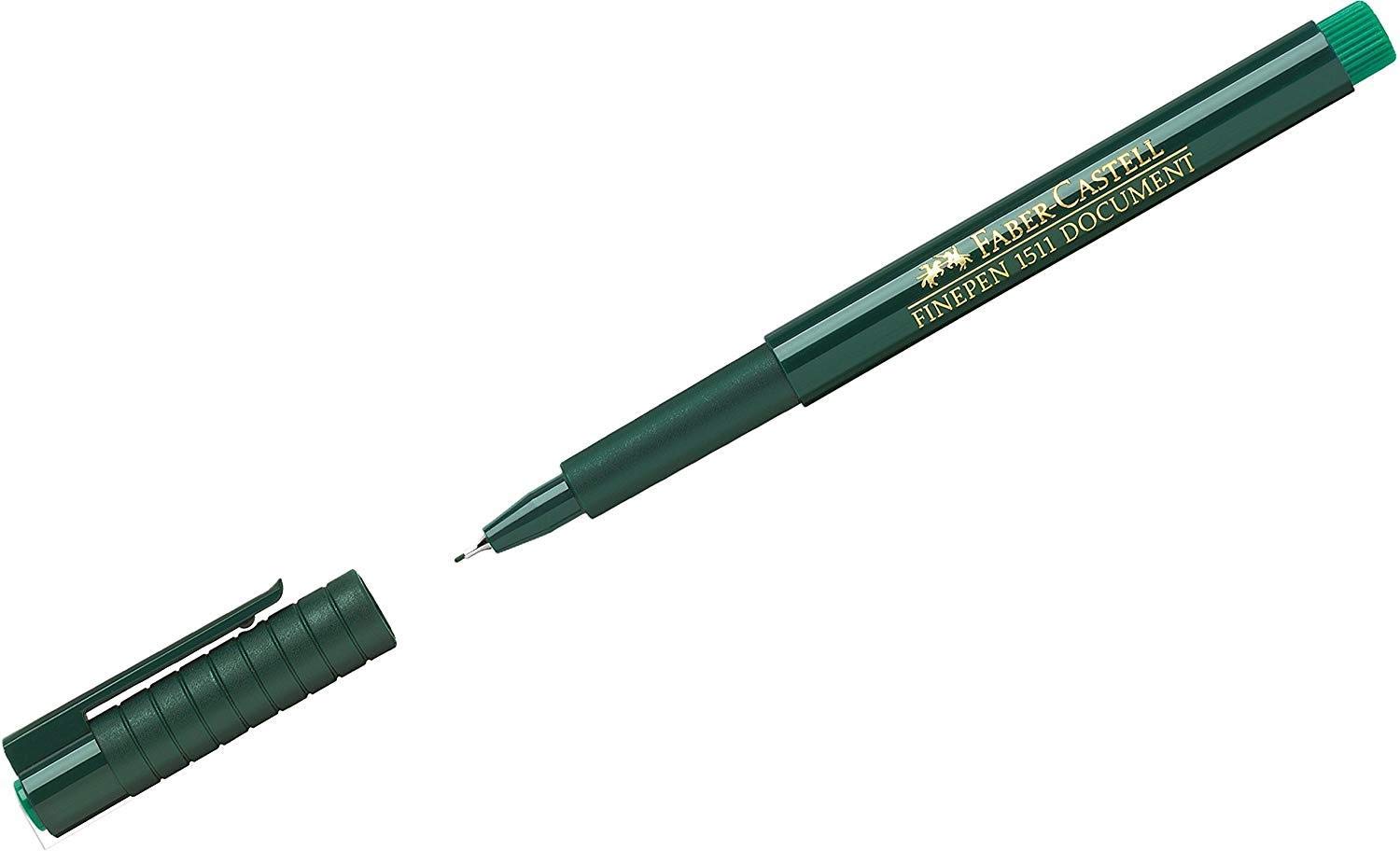 Faber-Castell Fibre Pen, Fine-Pen 1511, 0.4 mm, Green, 10 Stifte
