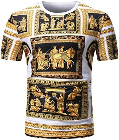 Nikuya Men Fashion O Neck Pullover Short Sleeve T-Shirt Top Summer Casual African Print Blouse