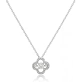 MINARIA Clover Pendant Necklace for Women, Four Leaf Clover 18K Gold Plated 925 Sterling Silver Necklace, Dancing cubic zirconia Jewelry Gift for Women