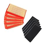 Poweka 951-10298 Filter Parts for Cub Cadet 951-14632 SC100, Kohler 1 083 01-S 14 083 04-S, MTD 751-10298 Honda 17211-ZG9-M00 17218-ZG9-M00 (5 Sets Red Air Filter with Foam Pre Filter)