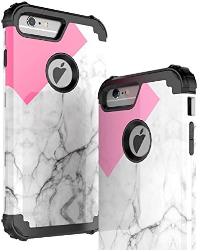 iPhone 6 Plus Case,iPhone 6s Plus Case NabeCase Hybrid Heavy Duty Shockproof Marble Defender Three Layer Protective Case Cover for iPhone 6 Plus/6s Plus 5.5 inch Case,White