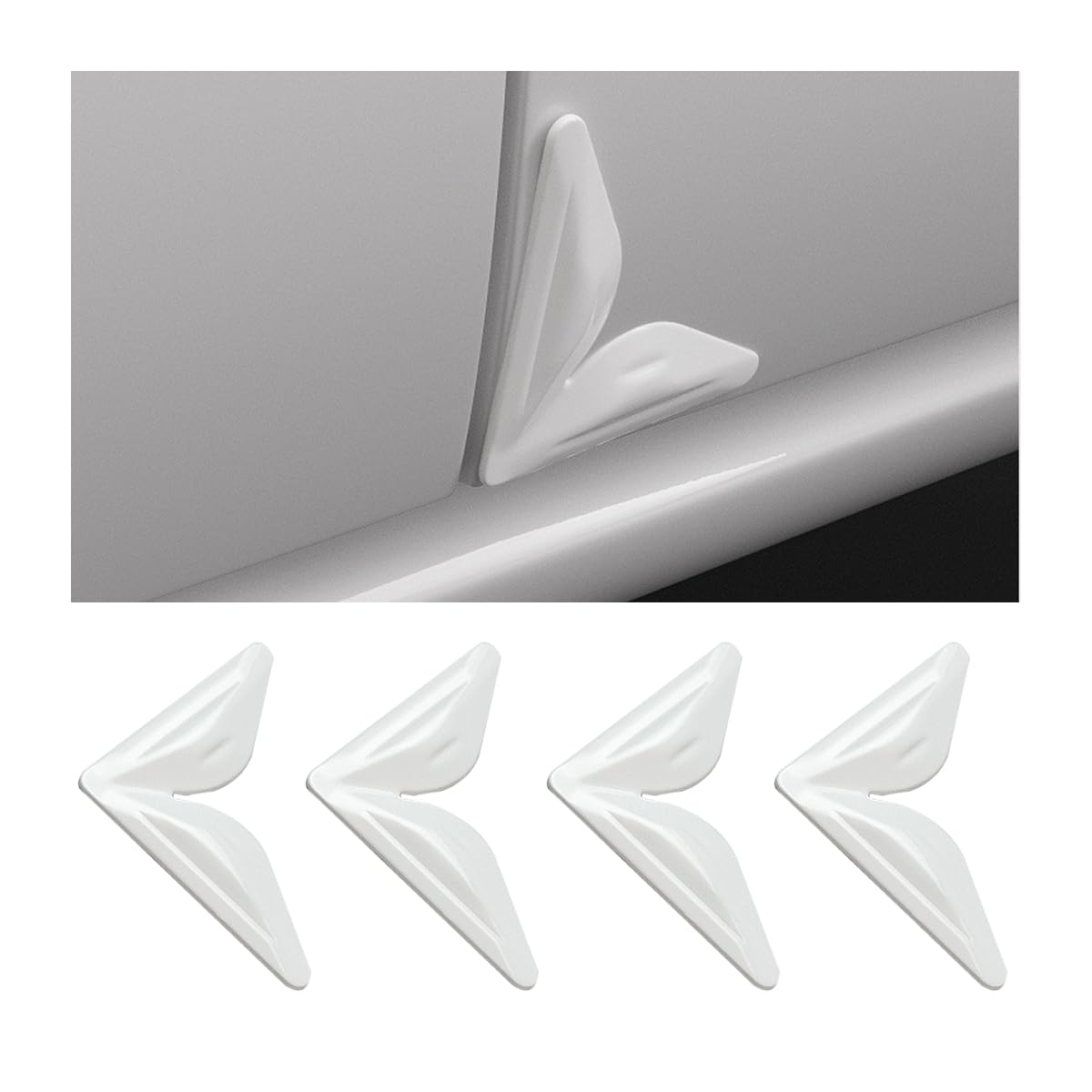 JNNJ 4 Pieces Universal Car Door Corner Protector, Scratch Resistant Car Door Corner Cover, Cars Doors Corner Guard Car Door Protector, Vehicles Side Doors Edge Corners Guard Protector(White)
