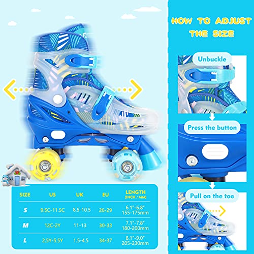 GVDV Roller Skates for Boys Adjustable Size Double Roller Skates