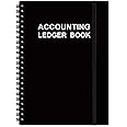 Accounting Ledger Book - A5 Ledger Book for Bookkeeping, Small Businesses & Personal Use, Expense Tracker Notebook for Tracking Money, Expenses, Deposits & Balance, 5.8" x 8.4", Black