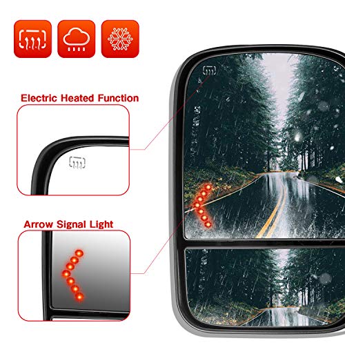 Towing Mirrors for Chevy/Chevrolet Silverado, AAIWA Side Mirror for GMC Sierra, Power Heated Tow Mirrors with Arrow Signal Light for 2003-2007 Chevrolet GMC Sierra Silverado, 2 PCS
