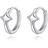 Reffeer 925 Sterling Silver Star Huggie Earrings for Women Teens Star Hoop Earrings Hypoallergenic