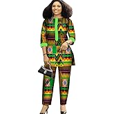 XIAOHUAGUA African Suits for Women Print Wax Plus Size 2 Piece Outfits Top and Pants Sets Fashion Women in African Clothing