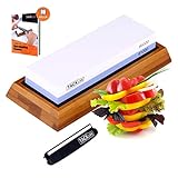 TACKLIFE Premium Knife Sharpening Stone, 1000/6000 Grits Double-Sided Whetstone with Non-Slip Bamboo Base And Angle Guide - HSS1A