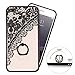 iPhone 7plus Case Finger Ring Stand - JAZ Ultra Thin Hard PC Back [3D Relief Sculpture][Silicone]Case Cover With 360 Rotating Ring Grip/Stand Holder/Shockproof For iPhone 7 Plus(Black)(lace)