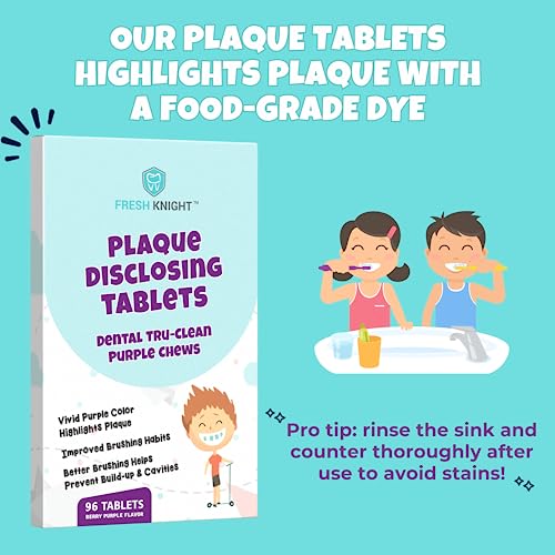 96 Count, Plaque Dental Disclosing Tablets for Kids or Adults, Shows