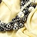JNF Multi Strand Pearl Necklace for Women Bridal Wedding Pearl Statement Necklace Costume Pearls Necklaces for Ladies Party (Black)