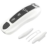 Aojezoor Pearl White Key Fob Cover Compatible with Porsche Cayenne 2018-2025 Panamera 2017-2024 911 2019-2023 Taycan 2019-2024 Compatible with Porsche Key Cover