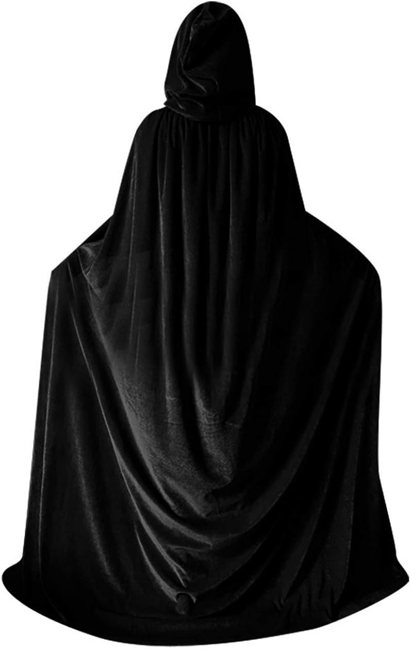 Unisex Gray Mesh Velvet Starry Adult Cape Full Length Hooded Robe Halloween Cloak: Clothing