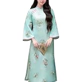 Vietnamese Traditional Ao Dai, High Collar, Silk Fabric, Embroidery, Ao Dai Set Includes Ao Dai and Pant