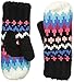 Isotoner Women’s Chunky Cable Knit SherpaSoft Mittens,  Black Pattern,  One Size