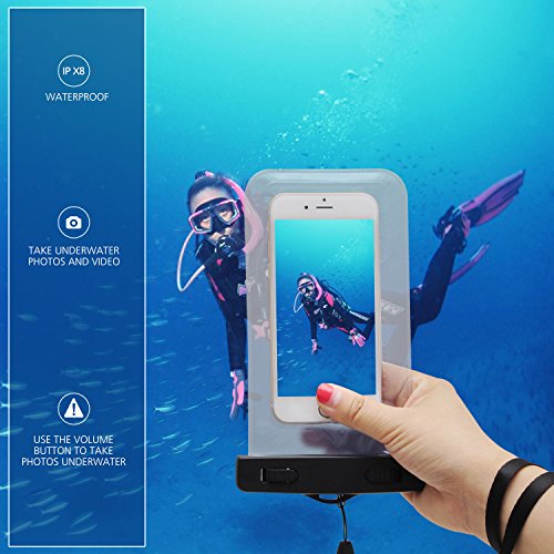 Wibo Universal Waterproof Phone Case CellPhone Dry Bag Pouch with Armband & Strap for iPhone8,7 Plus, 6S/5S/SE, Galaxy S8/S6/S7 Edge, LG,Sony,HTC, MP3 player (Clear) - Thumbnail 2