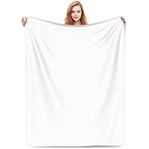 FLZKESN Custom Photo Blanket with Image Text Logo Name Customized Flannel Throw Blankets for Mom Dad Family Couple Birthday Wedding Gift, White, 60"x80"