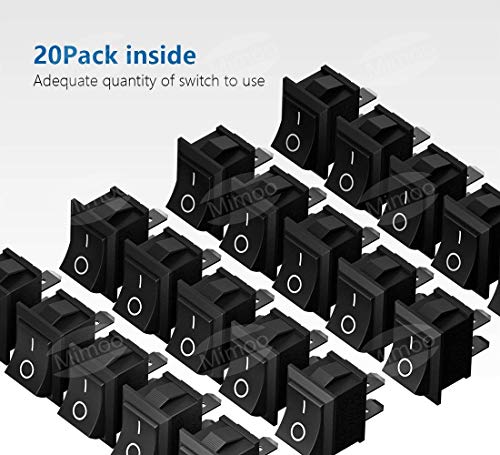 Interruptores para Coche Mimoo 20pcs Interruptor Coche Rocker Interruptor 10A / 125V, 6A / 250V SPST On/Off Auto Boton… - Imagen 4