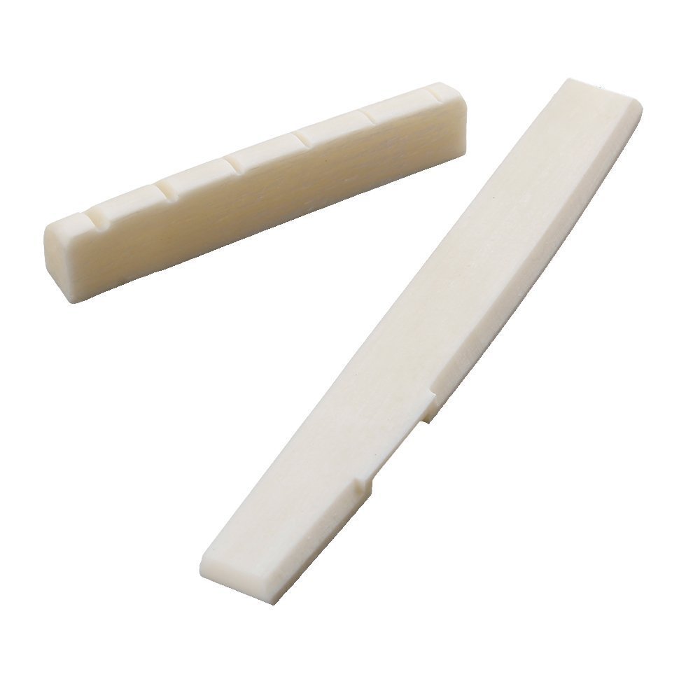 Natural Bone Nut and Bridge Set for Acoustic Guitar, No ABS, Resin or Plastic