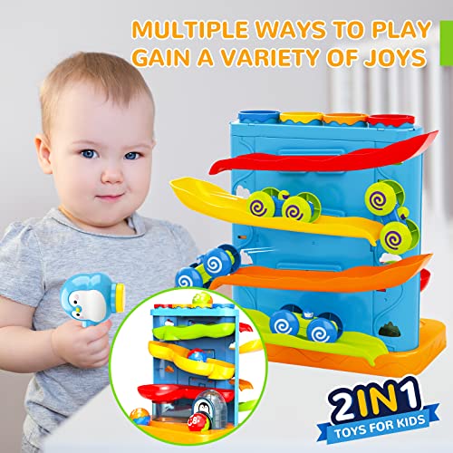 Toddler Toys, 2 in 1 Pound a Ball Toy & Car Ramp Race Track, Learning