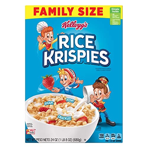 Kellogg's Rice Krispies Breakfast Cereal, Original, Fat-Free, Family Size, 24 oz Box
