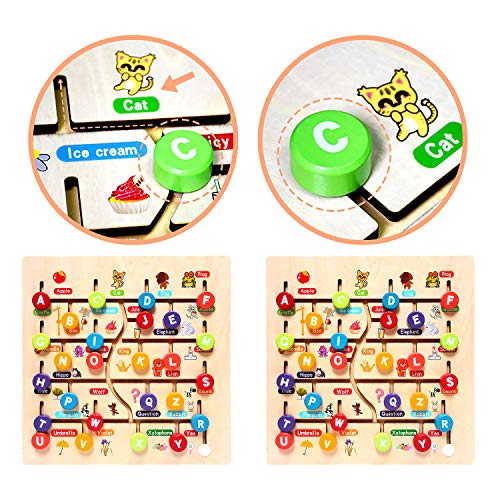 Montessori ABC Alphabet Game Toys for Toddlers Kids - Wooden Puzzle Learning Toys - Early Developmental Activity Encourages Fine Motor Skills and Color Recognition for Babies Ages 1 2 3 4 Years Old - Thumbnail 4