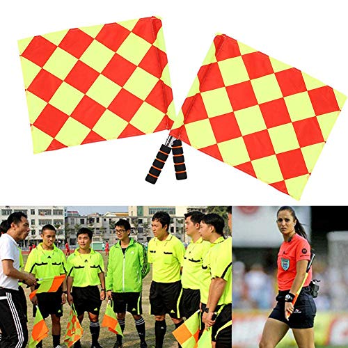 Eboxer 2 Pieces Linesman Flag with Plastic Tube, Flag for Soccer Referee, Accessories for Soccer Training Match
