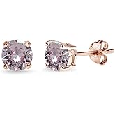 Rose Gold Flashed Sterling Silver 5mm Round European Crystals Stud Earrings for Women