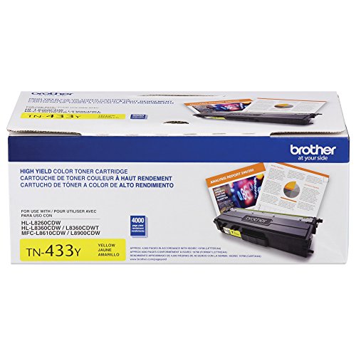 Brother Printer TN433Y High Yield Toner-Retail Packaging , Yellow
