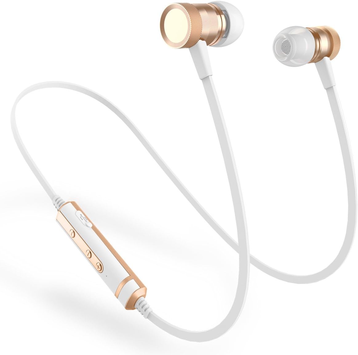 Pciun H6 Wireless Headphones,Bluetooth Earphones with Mic CSR Chip Bluetooth 4.1 Sweatproof Deep Bass Magnetic Earphones (White Gold)