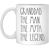 OwingsDesignsPerfect Granddad The Man The Myth The Legend Coffee Mug - 11oz White Ceramic Letter Print Modern Coffee Mug - Father's Day Gift - Hot Drinks - Microwave Safe
