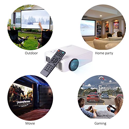Projector 2400 Lumens LED Mini 1080P Projector, Portable Movie Projector HDMI USB TF VGA AV, Multimedia Home Theater with HDMI Cable-SOMEK K99(White) - Thumbnail 6