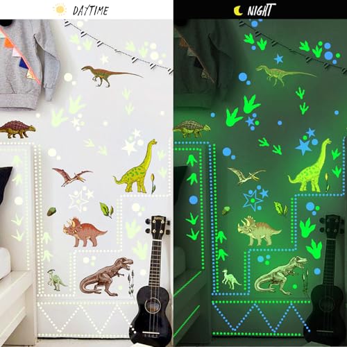 SNAIL GARDEN 668 Pcs Glow in The Dark Dinosaur Wall Stickers