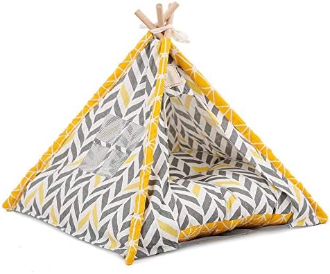 Drawoz Pets Teepee Dogs Cats Rabbits Bed Oxford Cloth Linen Portable Pet Tents Houses