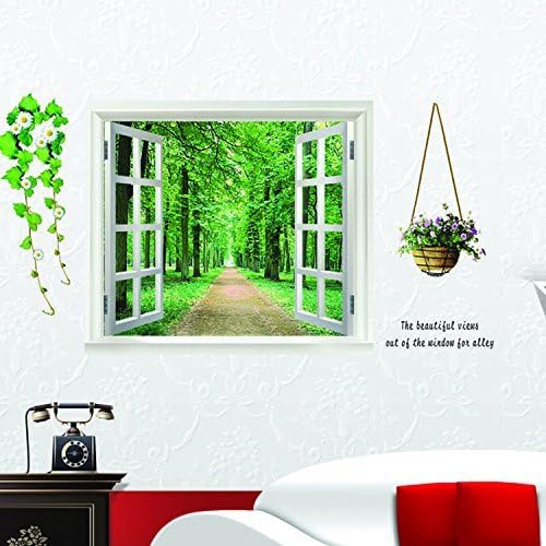 MacTop 1 X Beautiful 3D Window View Removable DIY Eco-friendly Wall Stickers Removable Home Decoration Bedroom Living Room Decor Art Mural Decals Wallpaper