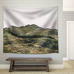 Beautiful Landscape of Mountain with a Trees Line - Fabric Wall Tapestry Home Decor - 51x60 inches