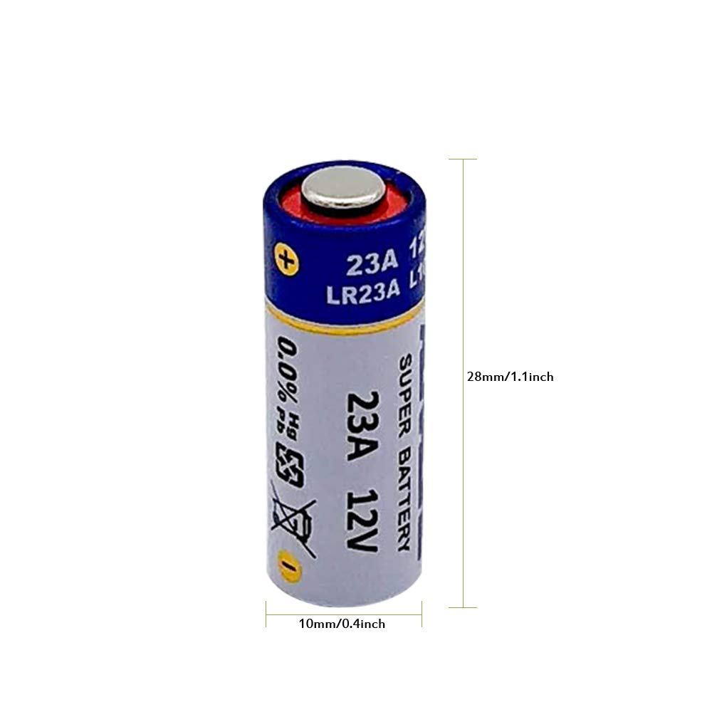 Pack of 5 A23 Battery 12V Alkaline 60 mAh 12 Volt for Garage Doors Opener, Ceiling Fans Doorbells Remotes MN21 23GA GP23AE A23S LR23A L1028