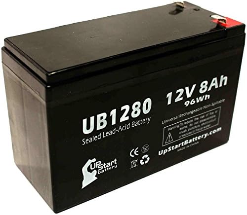 Replacement for CyberPower UP825 Battery - Compatible with UB1280 Universal Sealed Lead Acid Battery (12V, 8Ah, 8000mAh, F1 Terminal, AGM, SLA) - Includes Two F1 to F2 Terminal Adapters