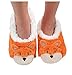Snoozies Womens Animal Heads Sherpa Plush Fleece Lined Slipper Socks - Fox, Large