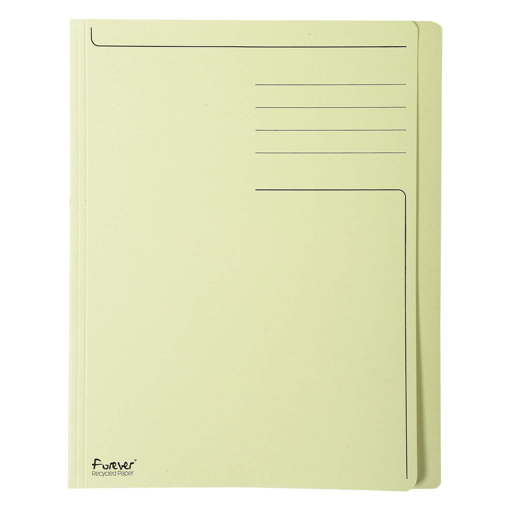 Exacompta - Ref 441005E - Forever Pre-Printed Square Cut Folder - A4 in Size, Suitable for Storing A4 Documents, Made from 280gsm Recycled Card - Yellow (Pack of 100)