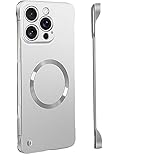 YAOZOCASE for iPhone Case,Luxury Magnetic Metal Gloss Matte Ultra Thin Frameless,Compatible with Magsafe Slim Hard PC Protection Shockproof Phone Case (Silver,iPhone 14)