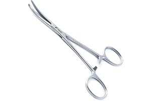 Premio Pean Hemostat Forceps Curved Premium Stainless Steel, Fully Serrated Jaws, Long Multipurpose Locking Clamps Plier 18 C