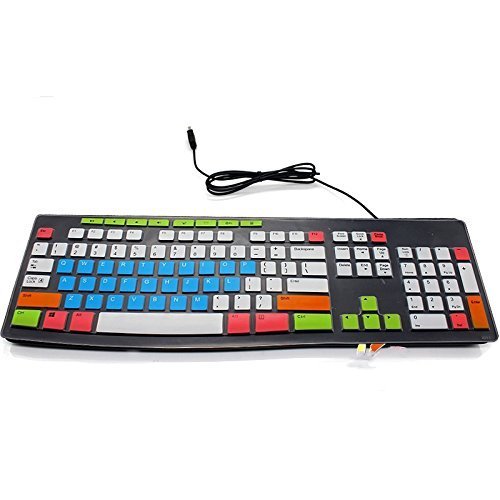 Leze - Ultra Thin Silicone Laptop Keyboard Cover Skin Protector for Logitech MK200 MK270 MK260 K200 K260 K270 Keyboard - Semi White & Blue
